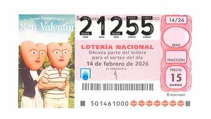 Décimo 21255 del sorteo 14-14/02/2026 Sábado