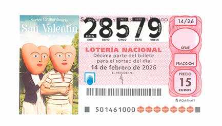 Décimo 28579 del sorteo 14-14/02/2026 Sábado