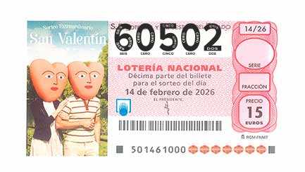 Décimo 60502 del sorteo 14-14/02/2026 Sábado