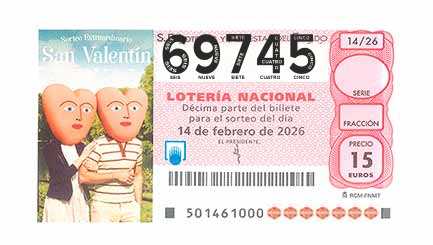 Décimo 69745 del sorteo 14-14/02/2026 Sábado