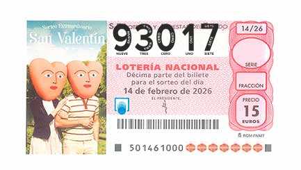 Décimo 93017 del sorteo 14-14/02/2026 Sábado