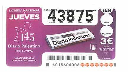 Décimo 43875 del sorteo 15-19/02/2026 Jueves