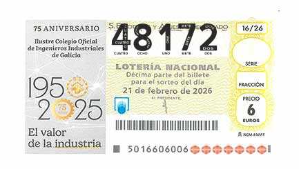 Décimo 48172 del sorteo 16-21/02/2026 Sábado