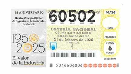 Décimo 60502 del sorteo 16-21/02/2026 Sábado