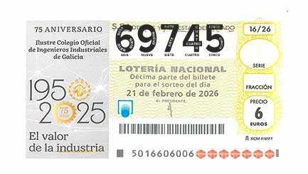Décimo 69745 del sorteo 16-21/02/2026 Sábado