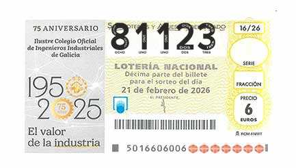 Décimo 81123 del sorteo 16-21/02/2026 Sábado