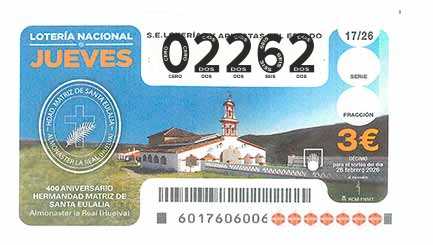 Décimo 02262 del sorteo 17-26/02/2026 Jueves