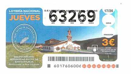 Décimo 63269 del sorteo 17-26/02/2026 Jueves