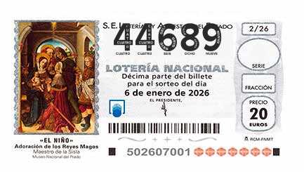 Décimo 44689 del sorteo 2-06/01/2026 El Niño