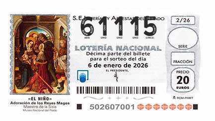 Décimo 61115 del sorteo 2-06/01/2026 El Niño