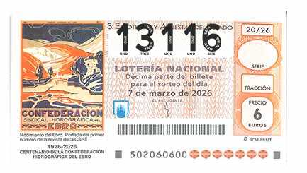 Décimo 13116 del sorteo 20-07/03/2026 Sábado