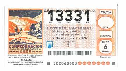 Décimo 13331 del sorteo 20-07/03/2026 Sábado