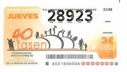 Décimo 28923 del sorteo 21-12/03/2026 Jueves