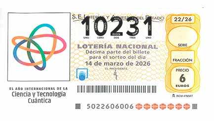 Décimo 10231 del sorteo 22-14/03/2026 Sábado