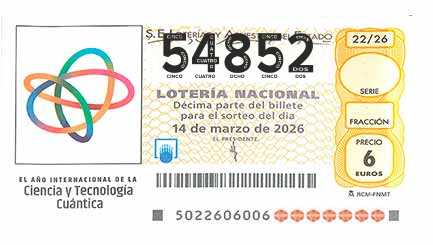 Décimo 54852 del sorteo 22-14/03/2026 Sábado