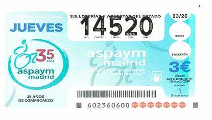 Décimo 14520 del sorteo 23-19/03/2026 Jueves