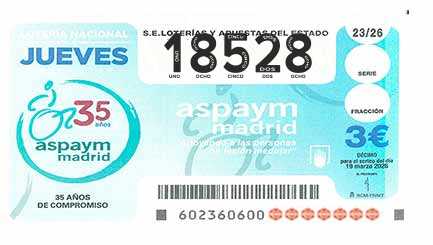 Décimo 18528 del sorteo 23-19/03/2026 Jueves