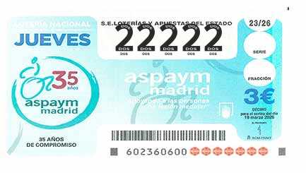 Décimo 22222 del sorteo 23-19/03/2026 Jueves