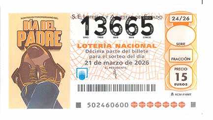 Décimo 13665 del sorteo 24-21/03/2026 Sábado