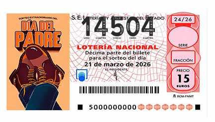 Décimo 14504 del sorteo 24-21/03/2026 Sábado