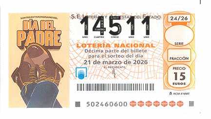 Décimo 14511 del sorteo 24-21/03/2026 Sábado