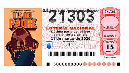 Décimo 21303 del sorteo 24-21/03/2026 Sábado