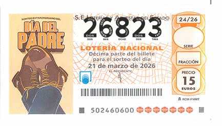 Décimo 26823 del sorteo 24-21/03/2026 Sábado