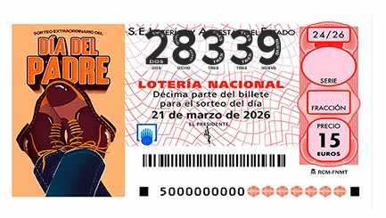 Décimo 28339 del sorteo 24-21/03/2026 Sábado