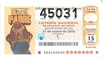 Décimo 45031 del sorteo 24-21/03/2026 Sábado