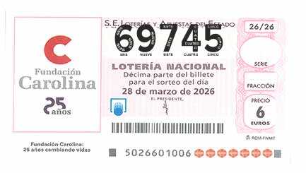 Décimo 69745 del sorteo 26-28/03/2026 Sábado