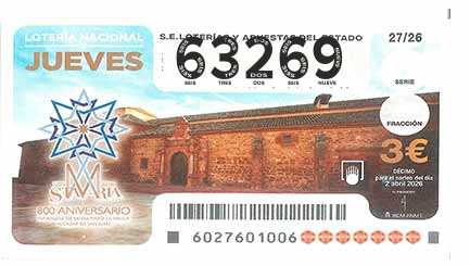 Décimo 63269 del sorteo 27-02/04/2026 Jueves