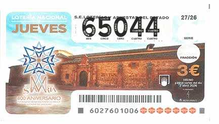 Décimo 65044 del sorteo 27-02/04/2026 Jueves