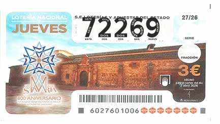 Décimo 72269 del sorteo 27-02/04/2026 Jueves