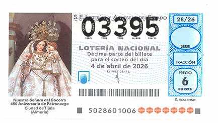 Décimo 03395 del sorteo 28-04/04/2026 Sábado