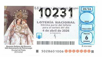 Décimo 10231 del sorteo 28-04/04/2026 Sábado