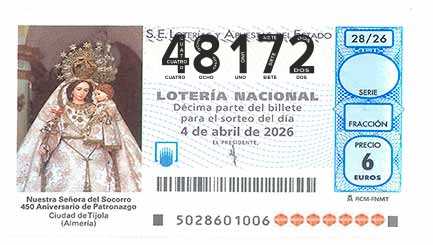 Décimo 48172 del sorteo 28-04/04/2026 Sábado