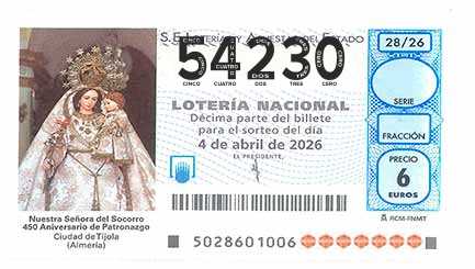 Décimo 54230 del sorteo 28-04/04/2026 Sábado