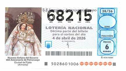 Décimo 68215 del sorteo 28-04/04/2026 Sábado