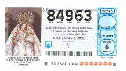 Décimo 84963 del sorteo 28-04/04/2026 Sábado