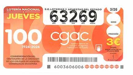 Décimo 63269 del sorteo 3-08/01/2026 Jueves