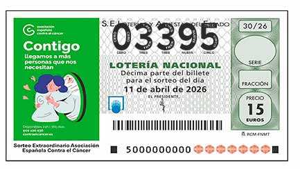 Décimo 03395 del sorteo 30-11/04/2026 Sábado