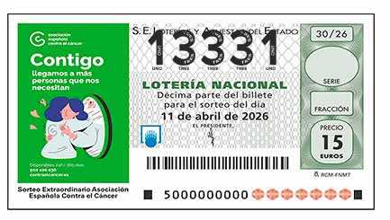 Décimo 13331 del sorteo 30-11/04/2026 Sábado