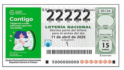 Décimo 22222 del sorteo 30-11/04/2026 Sábado