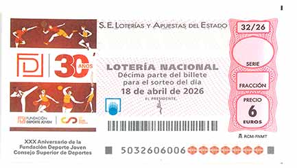 Décimo 43812 del sorteo 32-18/04/2026 Sábado