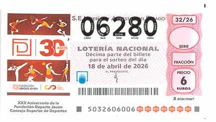 Décimo 06280 del sorteo 32-18/04/2026 Sábado