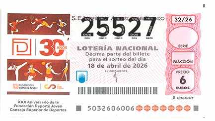 Décimo 25527 del sorteo 32-18/04/2026 Sábado