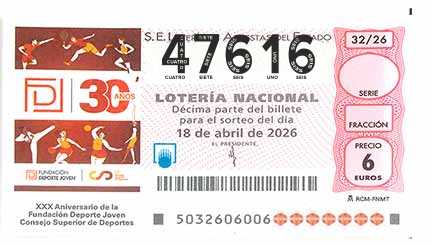 Décimo 47616 del sorteo 32-18/04/2026 Sábado