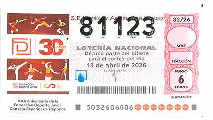 Décimo 81123 del sorteo 32-18/04/2026 Sábado