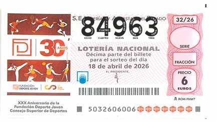Décimo 84963 del sorteo 32-18/04/2026 Sábado