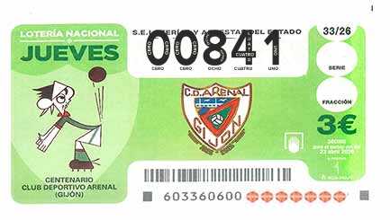 Décimo 00841 del sorteo 33-23/04/2026 Jueves